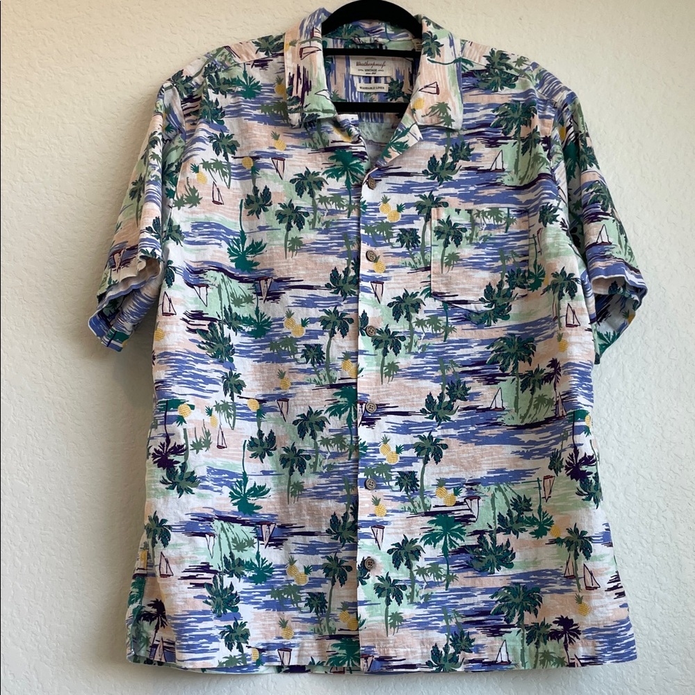 WEATHERPROOF Men's Multicolor Tropical Print Shirt • XL